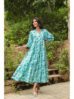 Jaipur Morni - Humming Bird Printed Cotton Midi Dress