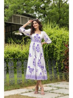 Jaipur Morni - Printed Mughal Boota with Sweetie Pie Neckline Midi Dress