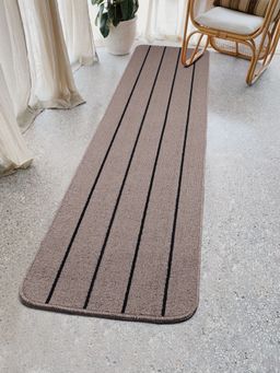 Saral Home - Polypropylene Microfiber Anti Skid Striped Runner-Beige-45X180 Cm