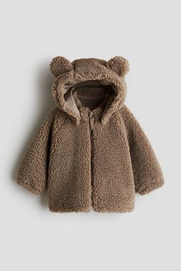 H&M - Boys Beige Hooded Pile Jacket
