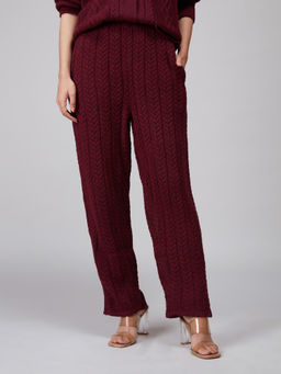 Twenty Dresses by Nykaa Fashion - Maroon Textured Jogger Pants