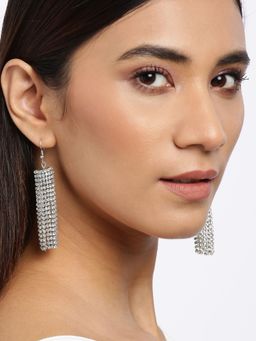 Blueberry - Silver Crystal Stone Embellished Drop Earring