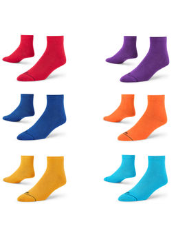Dynamocks - Solid Men Ankle Length Socks - Free Size - Pack of 6 Pairs