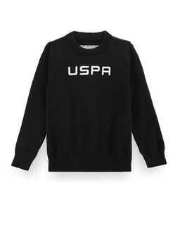 U.S. POLO ASSN. - Boys Black Logo Print Cotton Sweater