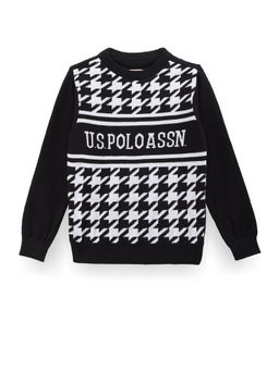 U.S. POLO ASSN. - Boys Black Houndstooth Logo Sweater