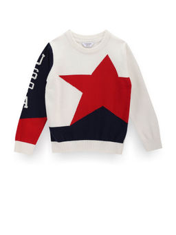 U.S. POLO ASSN. - Boys White Graphic Print Knit Sweater