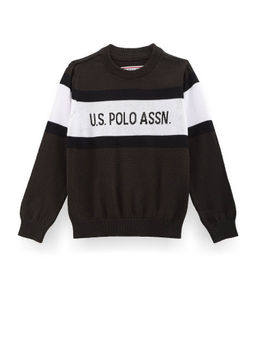 U.S. POLO ASSN. - Boys Green Colorblock Knit Sweater