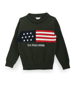 U.S. POLO ASSN. - Boys Green Flag Pattern Sweater