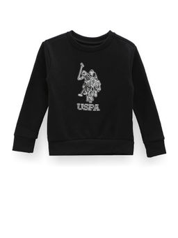 U.S. POLO ASSN. - Boys Black Crew Neck Brand Print Sweatshirt
