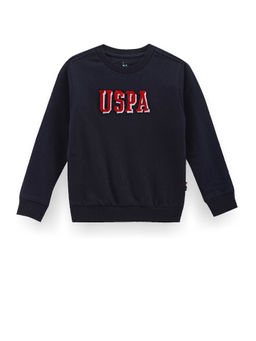 U.S. POLO ASSN. - Boys Navy Blue Brand Appliqued Cotton Sweatshirt