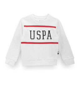 U.S. POLO ASSN. - Boys White Embossed Printed Sweatshirt