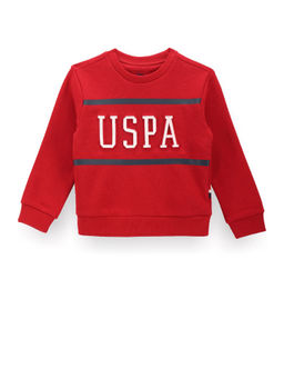 U.S. POLO ASSN. - Boys Red Embossed Printed Sweatshirt