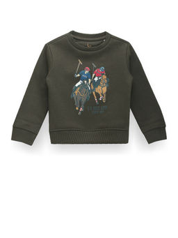 U.S. POLO ASSN. - Boys Green Crew Neck Brand Print Sweatshirt