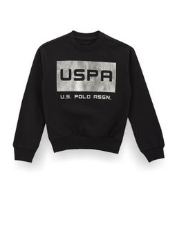 U.S. POLO ASSN. - Boys Black Brand Print Sweatshirt