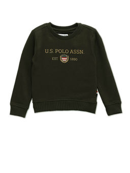 U.S. POLO ASSN. - Boys Green Brand Print Cotton Sweatshirt