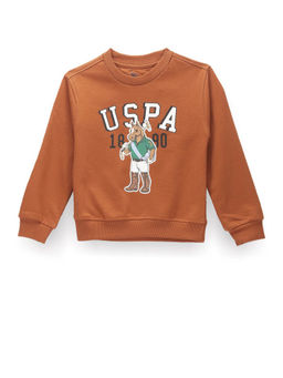 U.S. POLO ASSN. - Boys Brown Mascot Print Sweatshirt