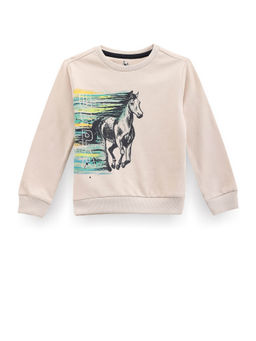 U.S. POLO ASSN. - Boys Beige Brand Print Sweatshirt