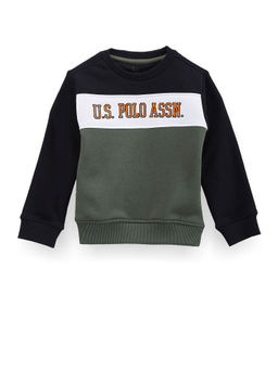 U.S. POLO ASSN. - Boys Green Color Block Sweatshirt