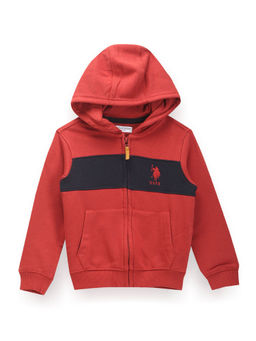 U.S. POLO ASSN. - Boys Red Solid Hooded Sweatshirt
