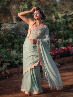 Suta - Women Green Cotton Solid Saree