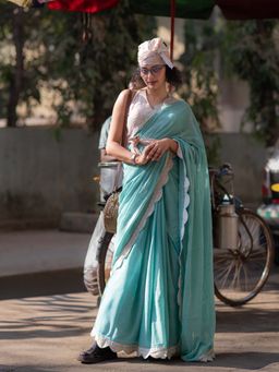 Suta - Women Green Cotton Solid Saree