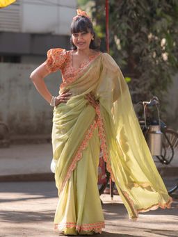 Suta - Women Green Cotton Solid Saree