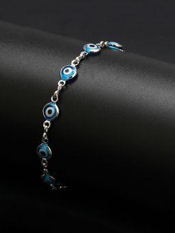 Yellow Chimes - Women Silver-Toned & Blue Silver-Plated Link Bracelet