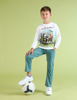 U.S. POLO ASSN. - Graphic White Full Sleeves Crew Neck Sweatshirt