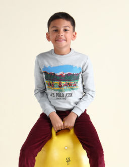 U.S. POLO ASSN. - Graphic Grey Full Sleeves Round Neck Sweatshirt