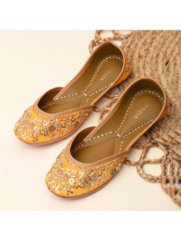 ROCIA - By Regal Orange Women Embroidered Jutties