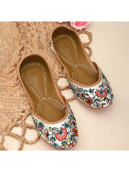 ROCIA - By Regal White Multi Women Embroidered Jutties