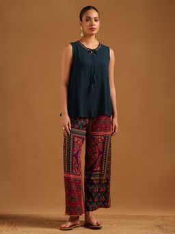 Soch - Navy Blue Rayon Crepe Solid Co-Ord Set