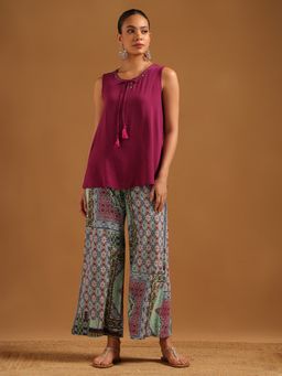 Soch - Magenta Rayon Crepe Solid Co-Ord Set