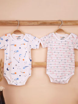 Moms Home - Unisex Multi-Color Printed Onesies (Pack of 2)