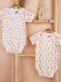 Moms Home - Unisex Multi-Color Printed Onesies (Pack of 2)