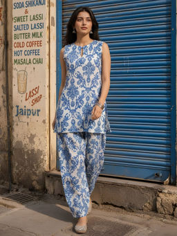 Dora Dori - Blue Pure Cotton Floral Co-ord Set