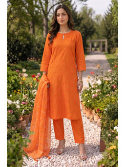 GULABI DORI - Tangerine Orange Kota Doria Kurta with Pant and Dupatta