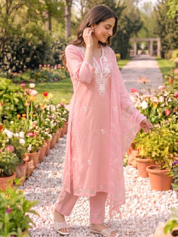 GULABI DORI - Orchid Pink Kota Doria Kurta with Pant and Dupatta