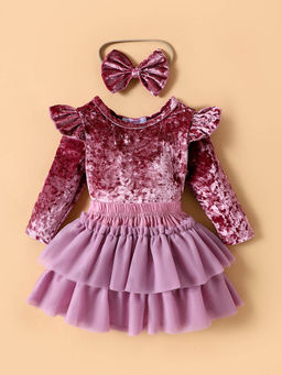 Hopscotch - Textured Onesie and Skirt with Headband