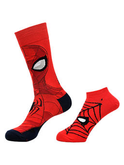 Balenzia - x Marvel Crew & Ankle Length Sock for Men- "THE AMAZING SPIDER-MAN" Red (Pack of 2)