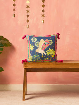 Chumbak - Saanjh Navy Blue Cushion Cover (16X16 Inches)