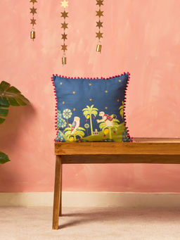 Chumbak - Chandni Navy Blue Cushion Cover (16X16 Inches)