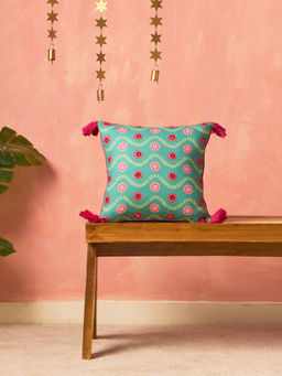 Chumbak - Jhilmil Blue Cushion Cover (16X16 Inches)