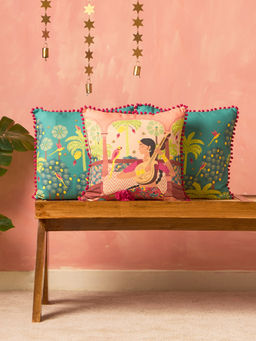 Chumbak - Mehfil Multi-Color Cushion Cover (Pack Of 3) (16X16 Inches)