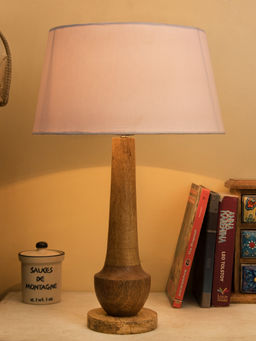 Homesake - Cubist Wooden Table Lamp With White Drum