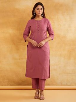 Dharya - Blush Pink Hand Embroidered Kurta Pants