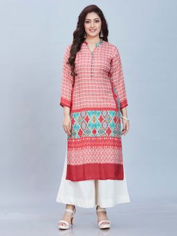 Fantasia - Women Red Long Printed Kurta