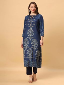 Fantasia - Women Grey Long Embroidered Kurta