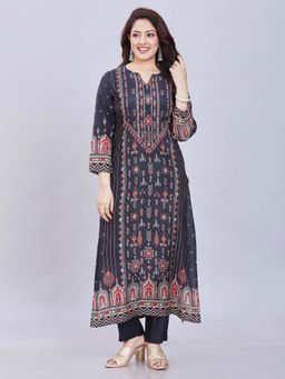 Fantasia - Women Black Long Embroidered Kurta