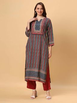 Fantasia - Women Multicolor Embroidered Long Kurta